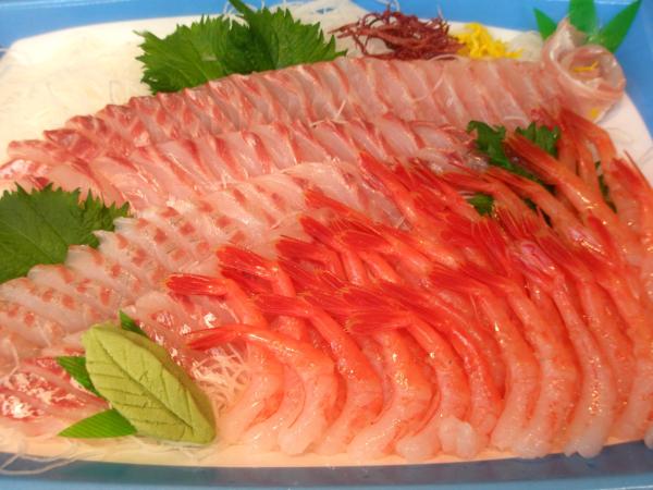 天然真鯛と甘海老の刺身セット 刺身 兜煮 あら あまえび40尾